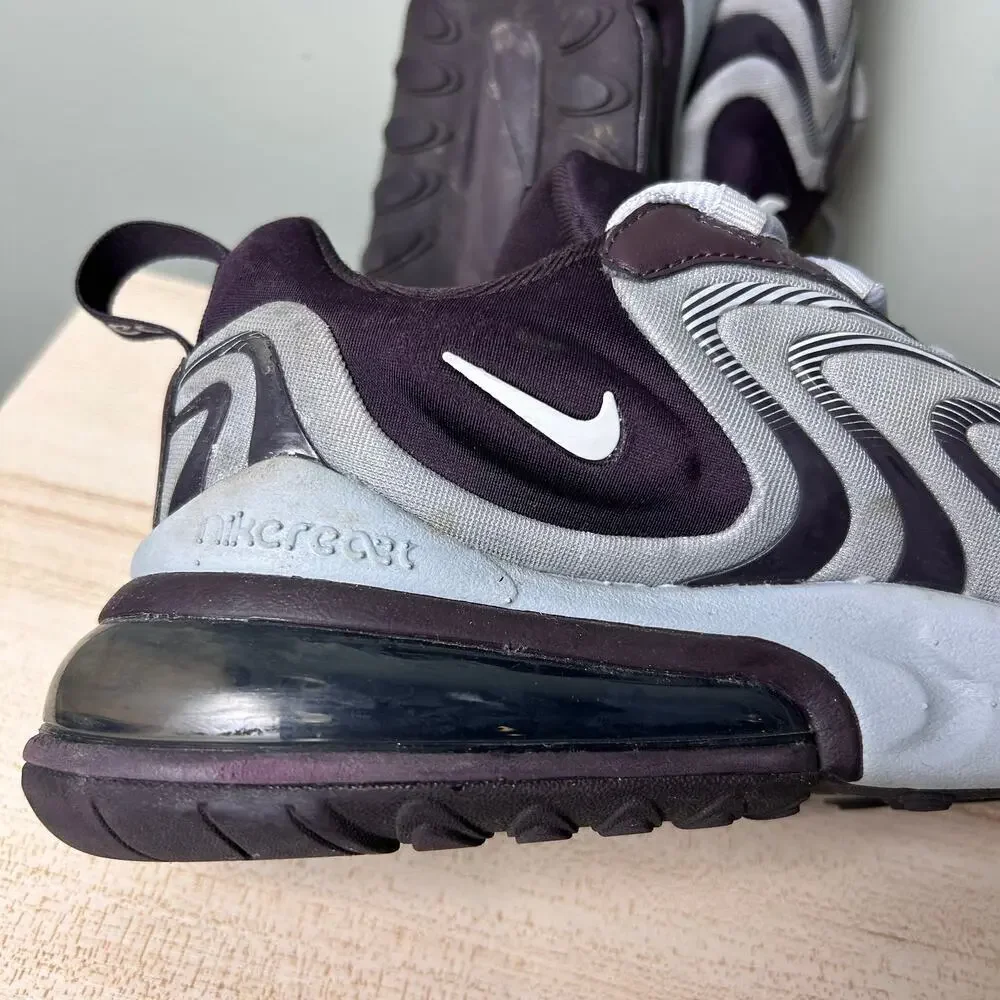 Nike Air Max 270 React ENG Sneakers Burgundy Grey Running Athletic Shoes sz 8.5